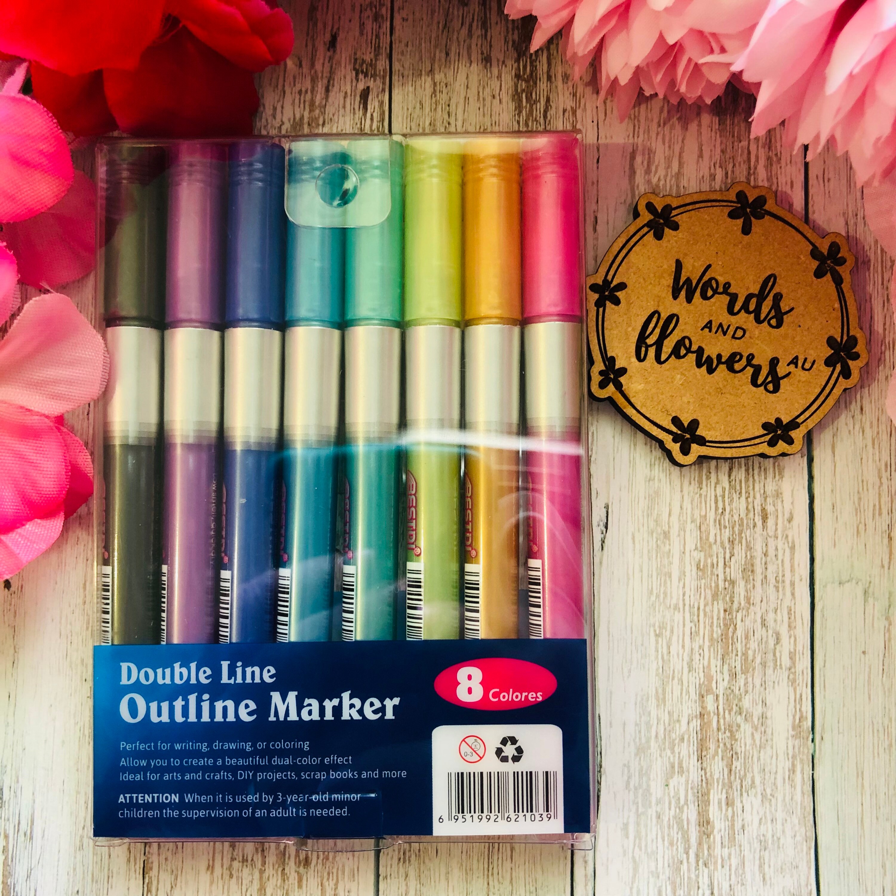 Outline Markers Outline Pens Pack of 8 Silver Markers Etsy
