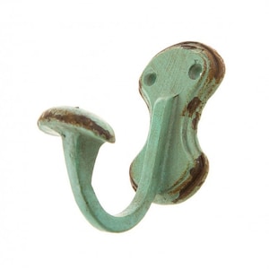 Patère murale Shabby turquoise en métal