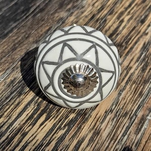 Knob furniture knob cabinet handle ceramic white gray pattern drawer handle