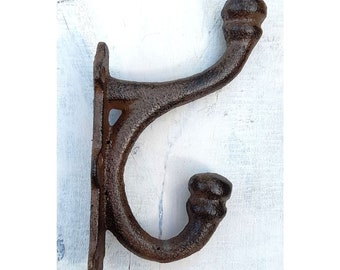 Large wall hook cast iron rust look coat hook double hook 14*3.5*8 cm