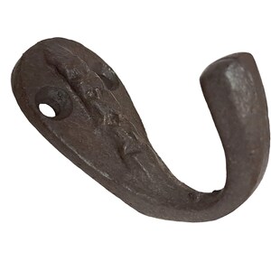 Wall hook single hook cast iron dark brown antique image 3