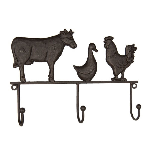 Crochet Rack Ferme Vache Coq Oie Fonte Mur Portemanteau Porte-Serviettes Cuisine