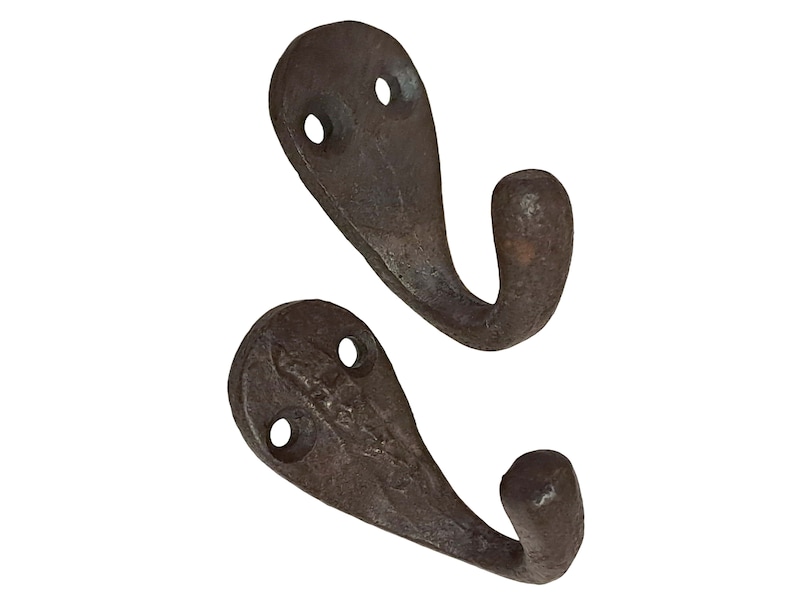 Wall hook single hook cast iron dark brown antique image 2