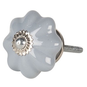 Bouton de meuble, poignée de tiroir, bouton en céramique bleu-gris