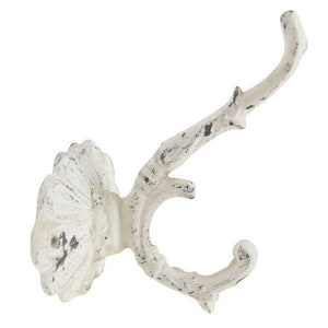 Shabby style large wall hook coat hook cast iron cream 10*10*13 cm