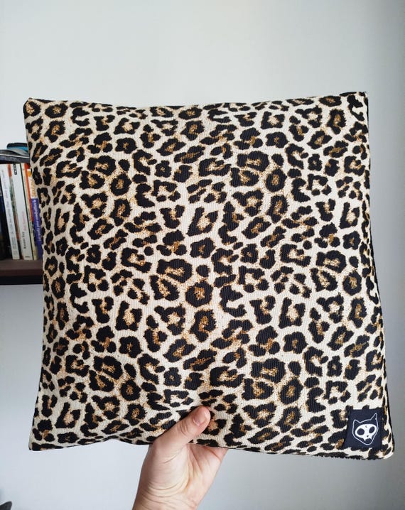 Kissenbezug mit Leopardenmuster und schwarzem Samt, Kissen mit Leopardenmuster