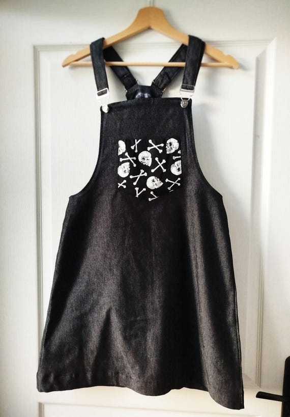 black dungaree dress denim Black denim Cleo dungaree dress