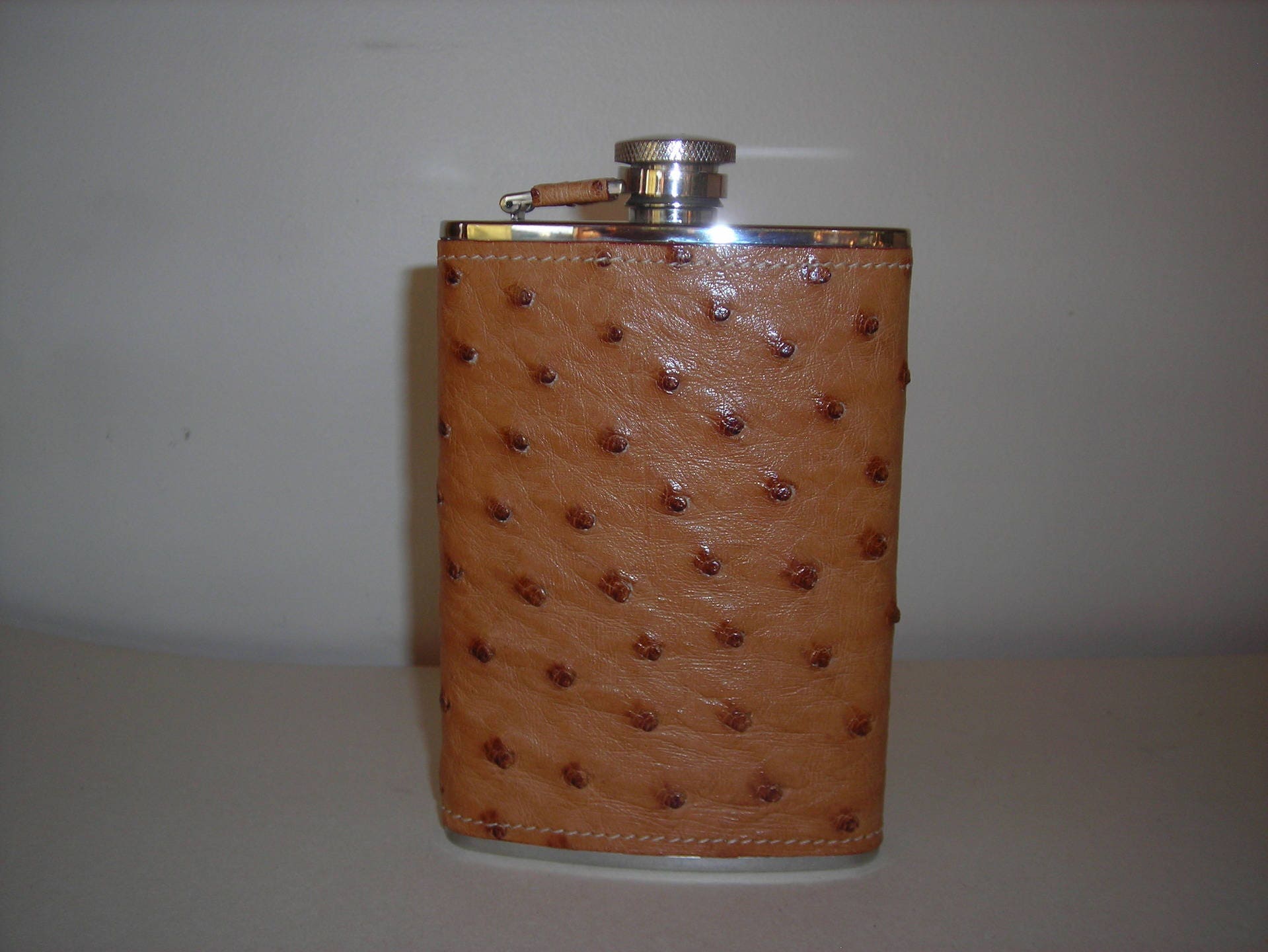 Flask à Eau de Vie Gainée Autruche Véritable