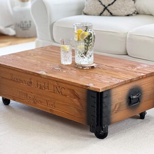 Coffee table chest wooden box vintage shabby chic image 3