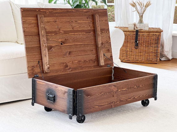 Coffee Table roosevelt Chest Wooden Box Side Table Vintage Shabby