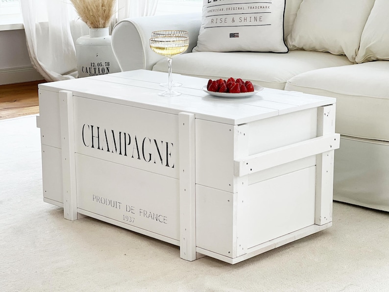 Table basse Chest Boîte en bois Vintage Shabby whi image 3