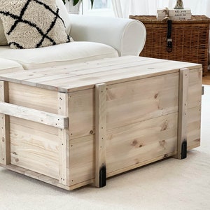 Coffee table chest wooden box vintage shabby chic image 4