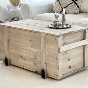 Coffee table chest wooden box vintage shabby chic image 2