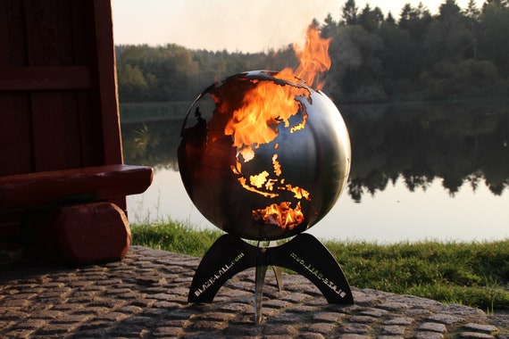 Fire Globe Globe Fire Bowl Fire Basket Fire Pit Etsy