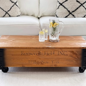 Coffee table chest wooden box vintage shabby chic