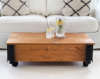 Coffee table chest wooden box vintage shabby chic