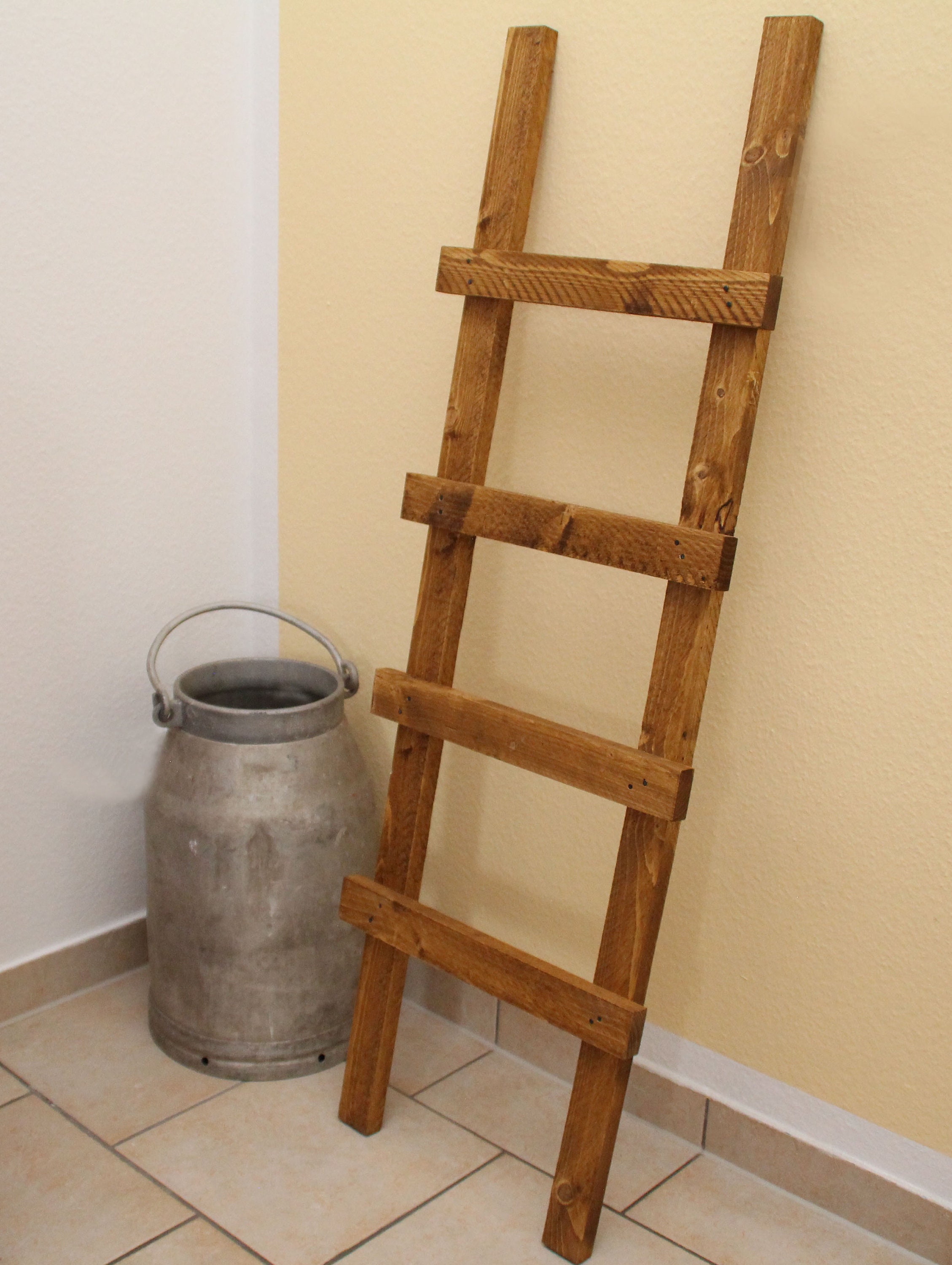 HOMCOM Toallero de Pie de Bambú con 3 Barras Toallero Escalera Plegable con  3 Estantes de Almacenamiento para Baño Lavadero 53x30,5x152 cm Natural, Mode de Mujer