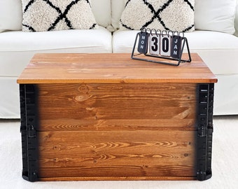 Coffee table chest wooden box vintage shabby chic