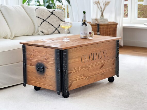 Coffre Table Basse boîte en Bois Champagne, Vintage, Shabby Chic Bois