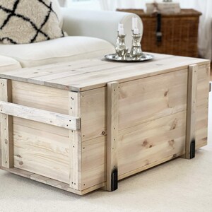 Coffee table chest wooden box vintage shabby chic image 3