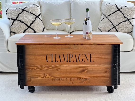Coffre Table Basse En Bois Massif Uncle Joes (Style Vintage/Shabby, 98x55x48 Cm) - Avec Rangement