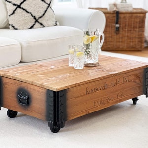 Coffee table chest wooden box vintage shabby chic image 2