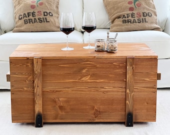 Mesa de centro Chest Caja de madera Vintage Shabby