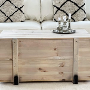 Coffee table chest wooden box vintage shabby chic image 1