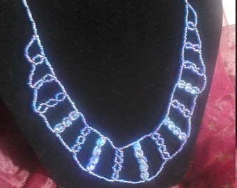 Blue seed beads necklace