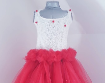 Clothing red dress knitting wool tulle tutu princess girl 5 years old