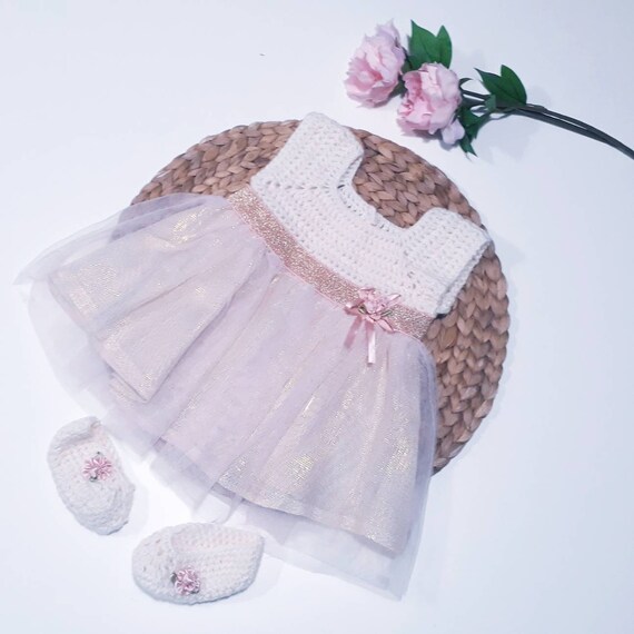 Vetement Bebe Fille Robe Crochet Ensemble Robe Chaussures Etsy
