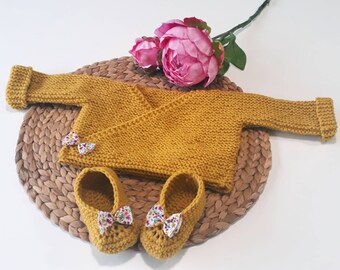 Baby Clothes, Baby Vest, Kimono, Wrap-over, Hand-knitted Baby