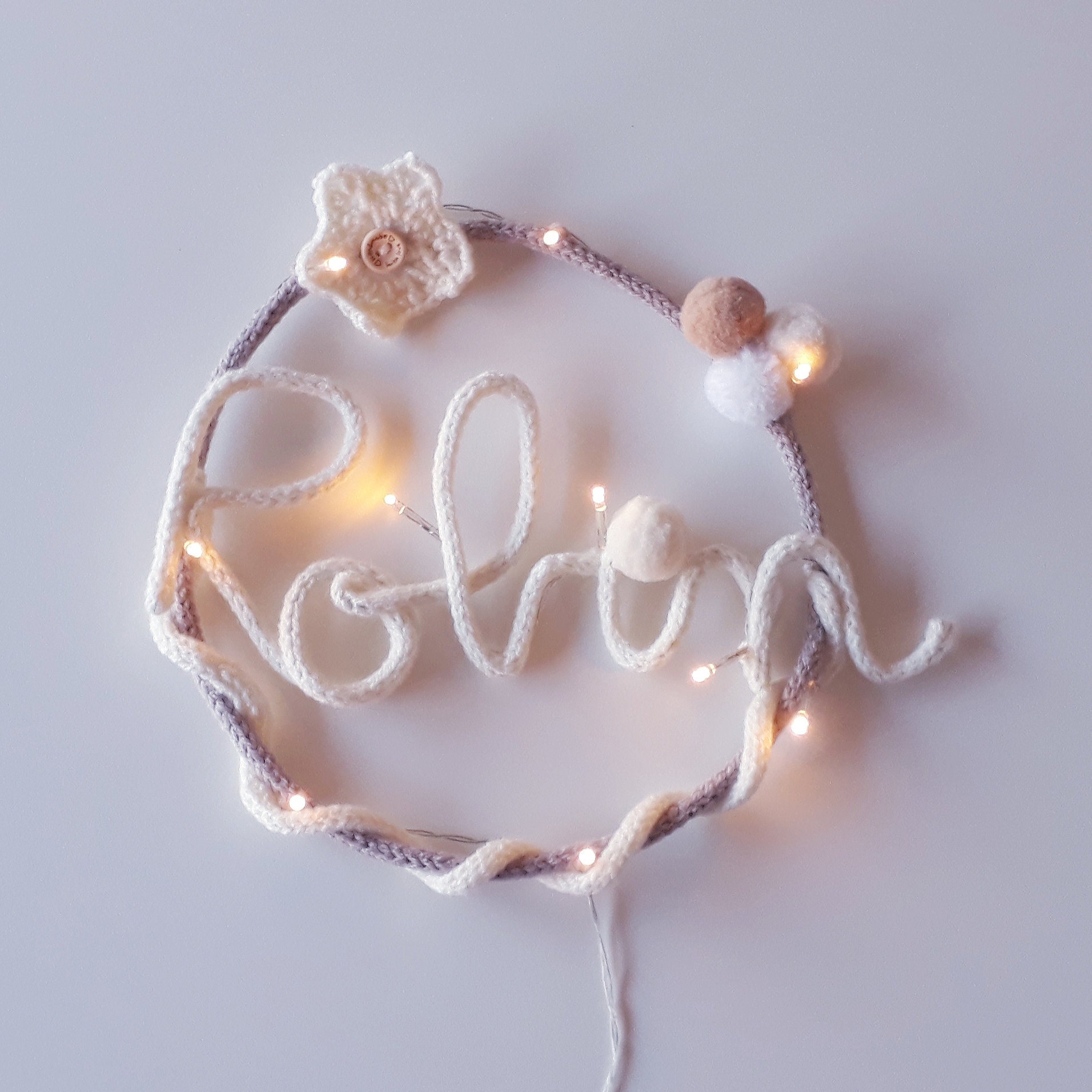 Prénom Personnalisé Tricotin, Décoration Murale Chambre Bébé, Bébé Prénom en Laine, Cadeau de Naissa