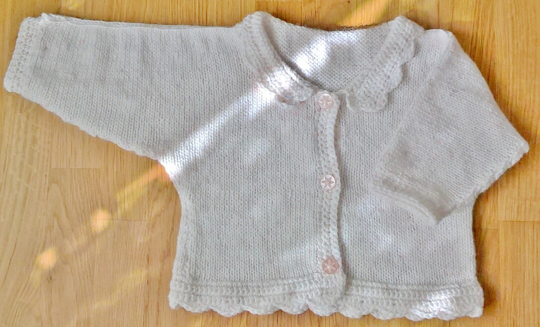 Pink Baby Cardigan/ Baby Girl Pink and White Cardigan/ 0-3 - Etsy