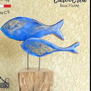 Sculpture Murale Poisson Steampunk - Fait Main En Bois Flotté Et Métal Recyclé - Art Récup' Unique