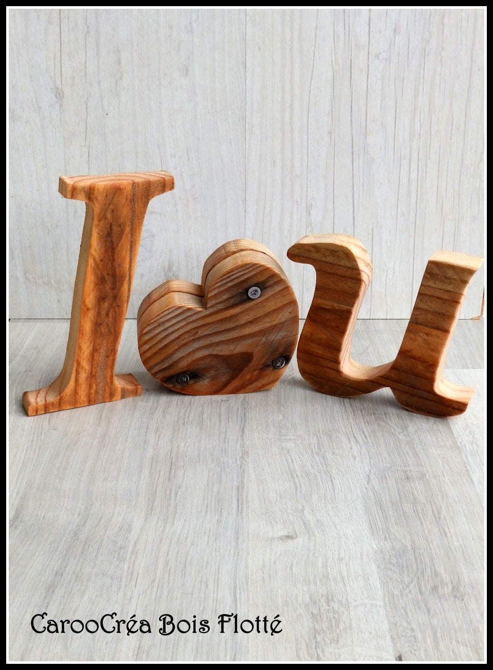 Mot en Bois, I Love You, U, Décoration Saint-Valentin, Valentine's Day, I You Lettres Coeur Bois