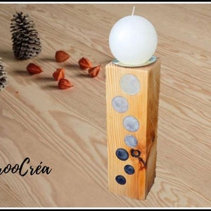 Kerzenständer aus Holz, handgefertigter Kerzenständer, dekorativer Kerzenständer aus Epoxidharz, Kerzenständer, Einzelstück.
