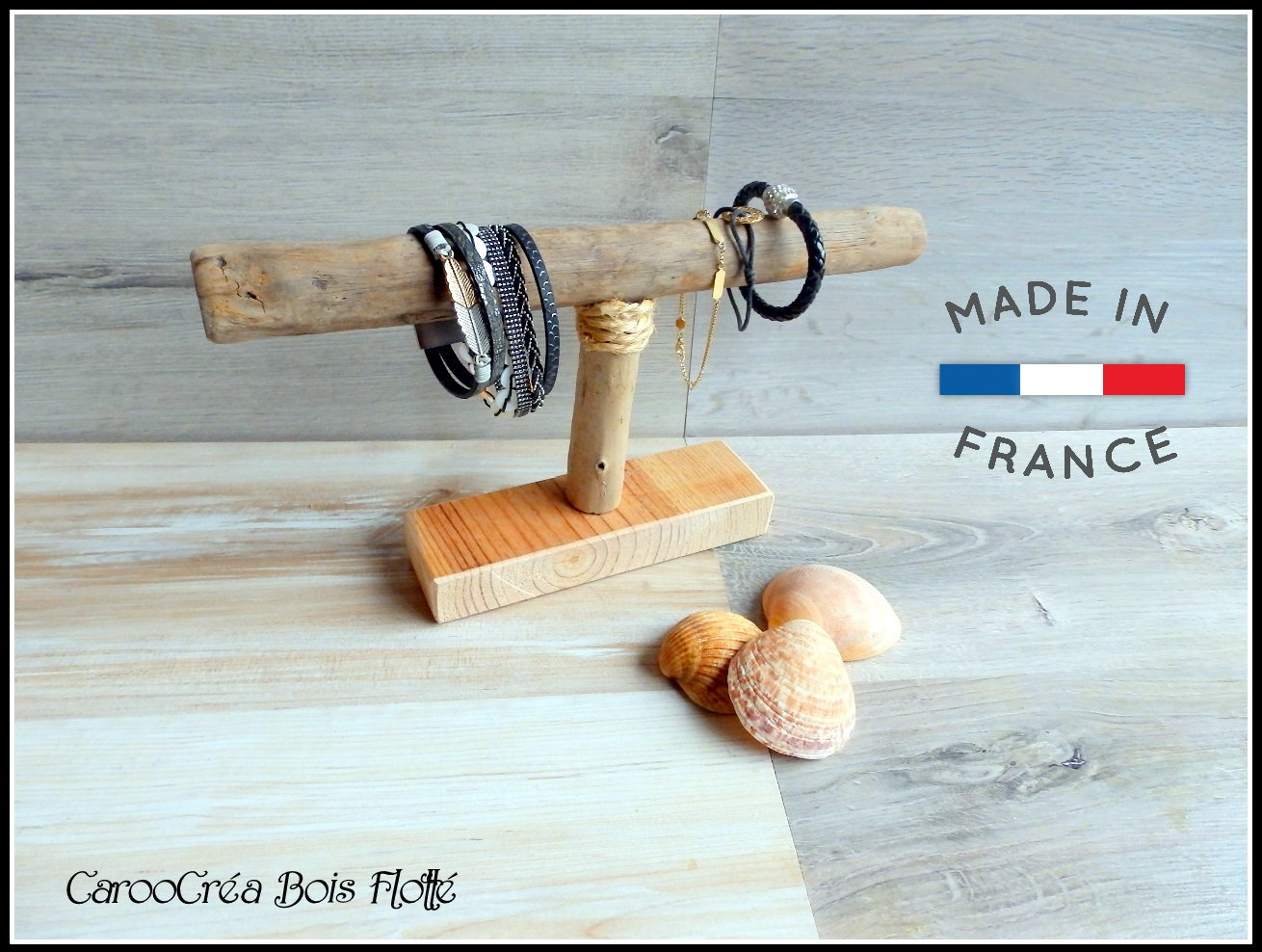 Présentoir à Bracelets En Bois Massif Et Inox - Support Bijoux Naturel Et Chic