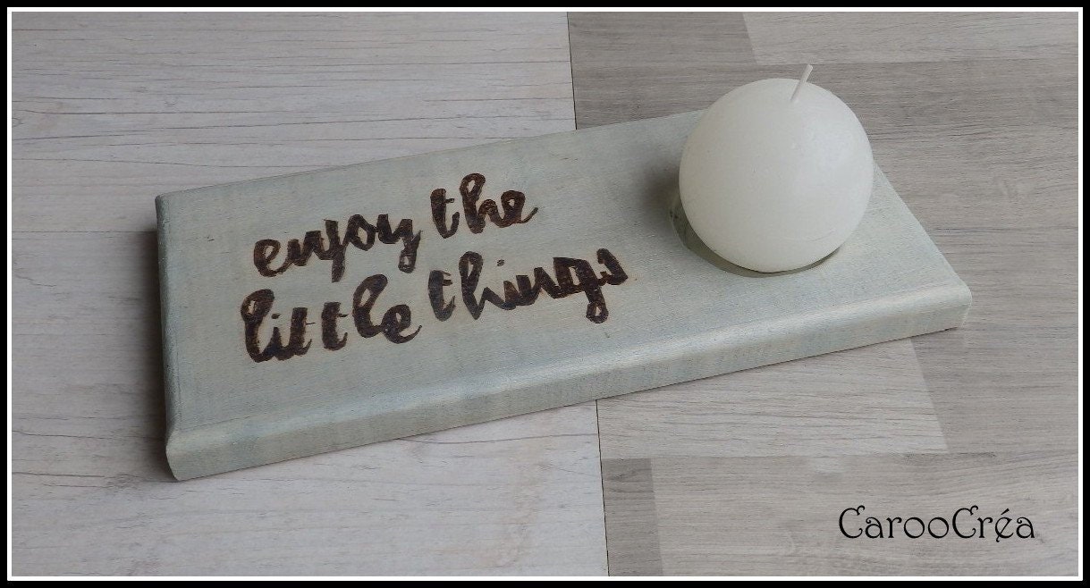 Bougeoir en Bois, Pyrogravure, Bougeoir Scandinave, Enjoy The Little Things