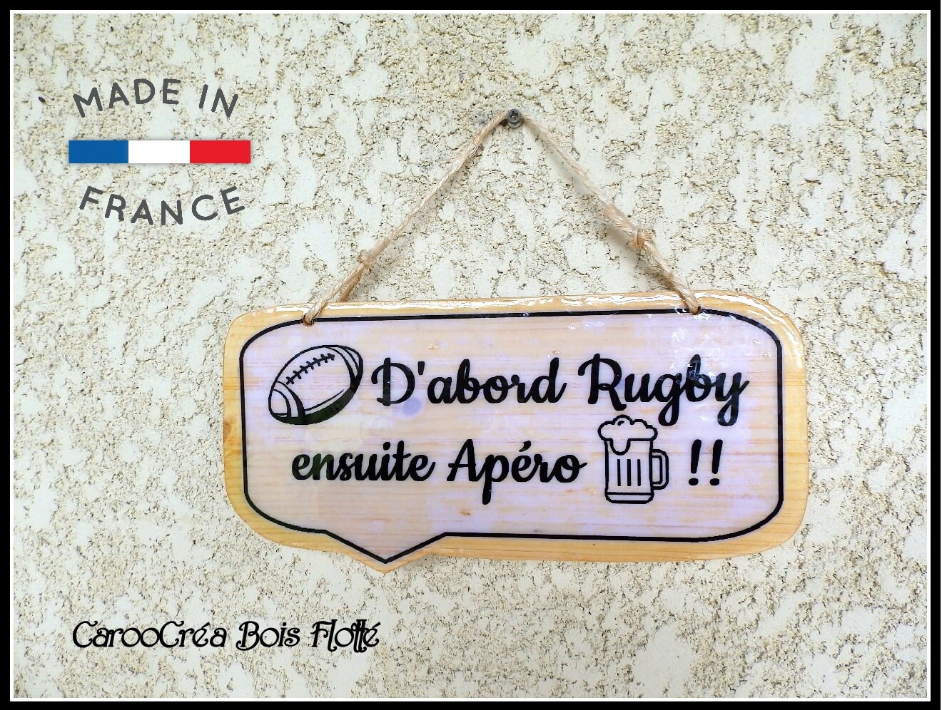Panneau Bois Rugby Apéro, Panneau Humour, Pancarte Rugby, Rugby