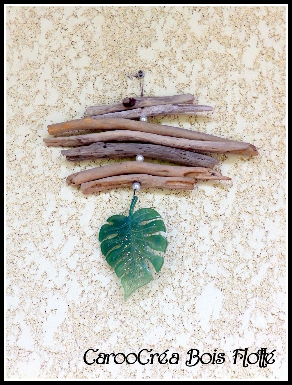Guirlande Bois Flotté, Décoration Murale, Feuille Philodendron, Monstera, Boho Style, Driftwood Deco