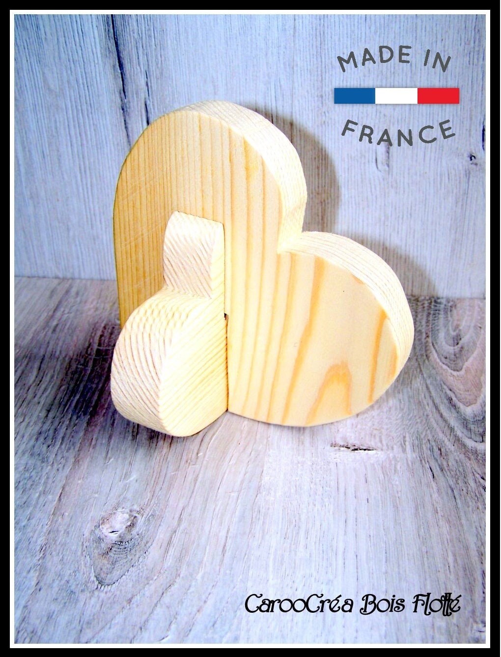 Cœur en Bois, Cœurs Entrelacés, Sculpture Cœur, Saint-Valentin, Mariage, Amour