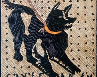 Roman Mosaic – Cave Canem Dog Mosaic – Pompeii Floor Art – Handcrafted Ancient Roman Replica – Beware of Dog Wall Decor