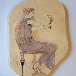 Roman Fresco - Hand-painted reproduction - Perfumery - Rome - Pompeii - Roman painting - Woman in Rome - Herculaneum