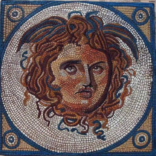 Riproduzione - Mosaico Romano - Medusa Blu - Roma - Pompei - Ercolano