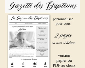 Gazette des baptêmes - personnalisée pour vous