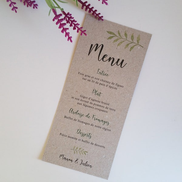 10 menus kraft pour mariage champêtre