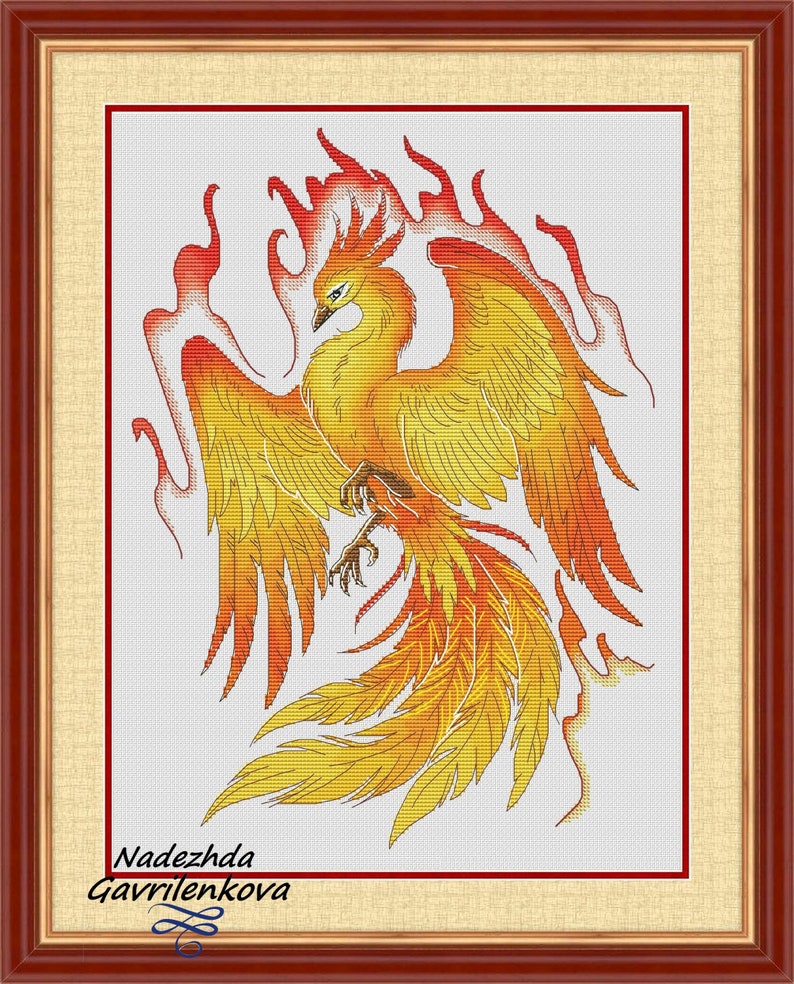 Phoenix Cross Stitch Pattern Kitsch Stitch Studio Rubyjam Fabric