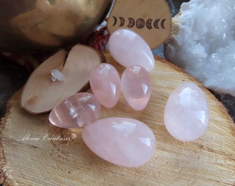 Oeuf en Quartz rose pierre naturelle non teintée, 30x20mm, 40x25mm ou 45x30mm
