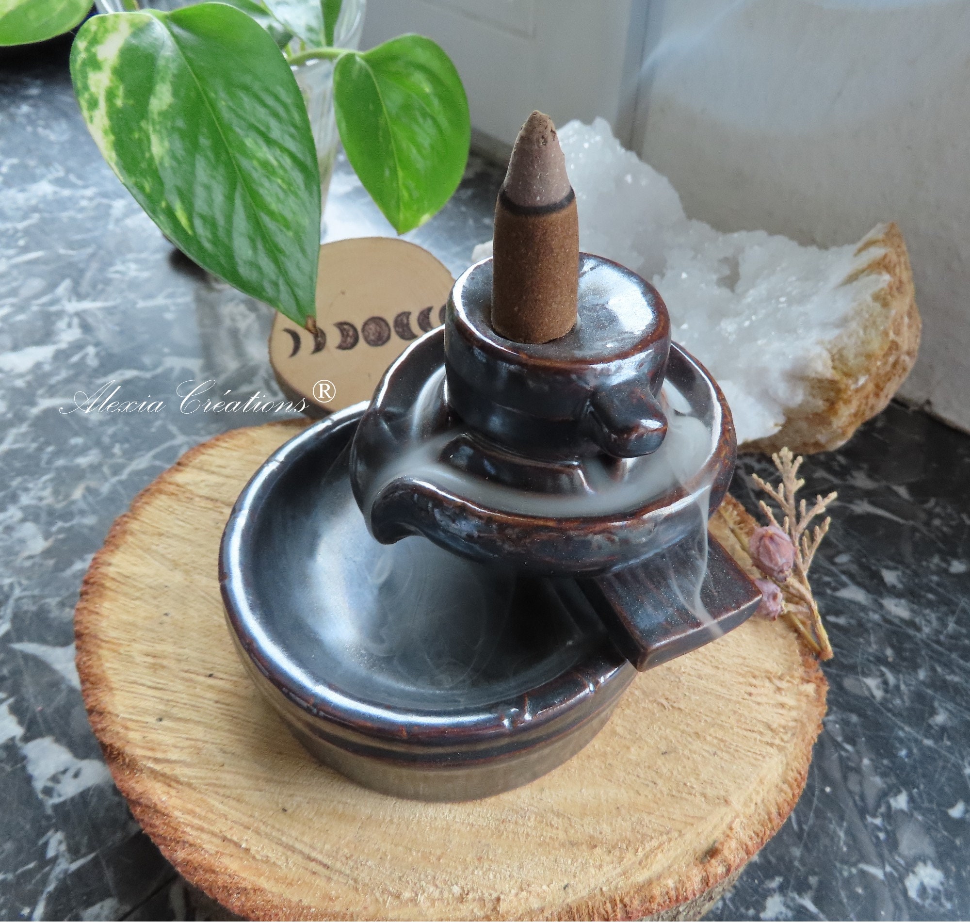 Ceramic Backflow Fountain Incense Holder 12cm 